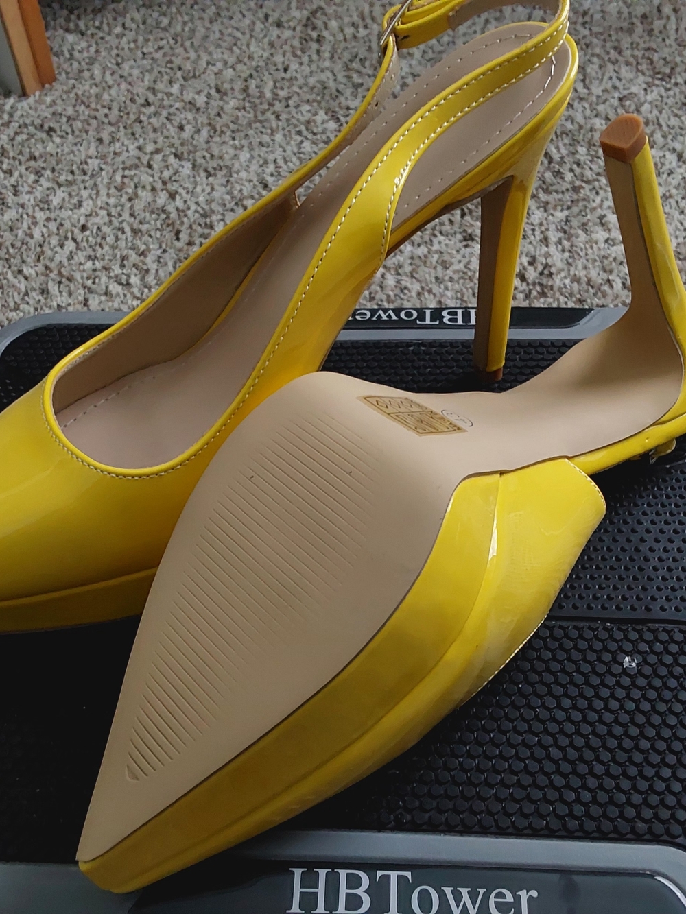 Yellow Patent Slingback High Heels